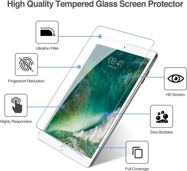 Alt view image 3 of 7 - [2 Pack] Tempered Screen Protector For iPad Pro 12.9 Inch 2015 2017 1st Gen 2nd Gen, Model A1584 A1652 A1670 A1671 A1821 Tempered Glass Film Protector, Face ID & Apple Pencil & Case Compatible
