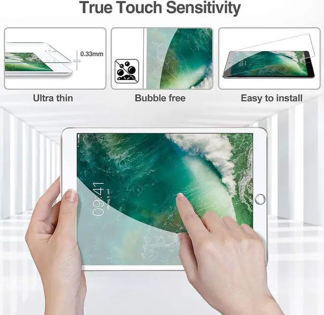 Alt view image 4 of 7 - [2 Pack] Tempered Screen Protector For iPad Pro 12.9 Inch 2015 2017 1st Gen 2nd Gen, Model A1584 A1652 A1670 A1671 A1821 Tempered Glass Film Protector, Face ID & Apple Pencil & Case Compatible