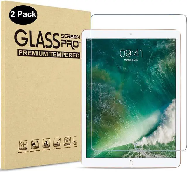 Main image of [2 Pack] Tempered Screen Protector For iPad Pro 12.9 Inch 2015 2017 1st Gen 2nd Gen, Model A1584 A1652 A1670 A1671 A1821 Tempered Glass Film Protector, Face ID & Apple Pencil & Case Compatible