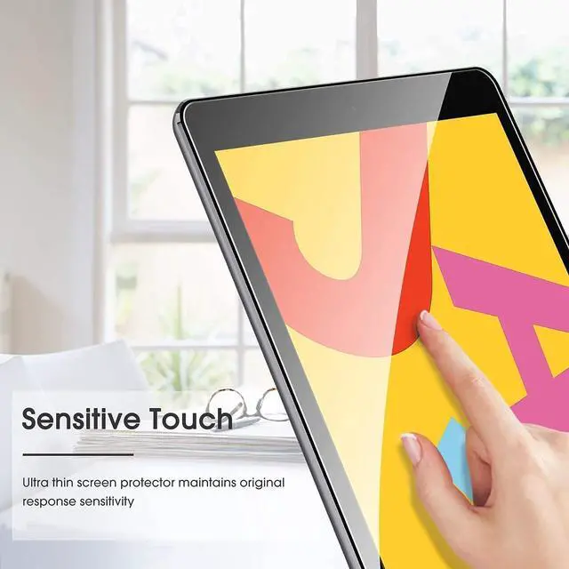 Alt view image 3 of 7 - [2 Pack] Tempered Screen Protector For iPad Air 3 10.5 Inch 2019, iPad Pro 10.5 2017 Tempered Glass Film Protector, Face ID & Apple Pencil & Case Compatible