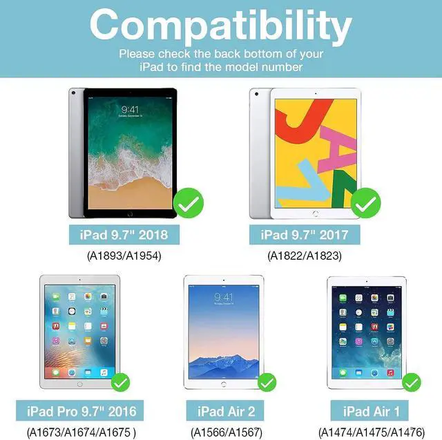 Alt view image 2 of 7 - [2 Pack] Tempered Screen Protector For iPad 9.7 inch 2018 & 2017 / iPad Pro 9.7 / iPad Air 2 / Air 1 Tempered Glass Film Protector, Face ID & Apple Pencil & Case Compatible