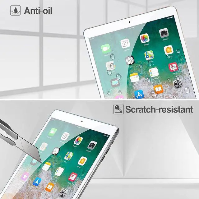 Alt view image 5 of 7 - [2 Pack] Tempered Screen Protector For iPad 9.7 inch 2018 & 2017 / iPad Pro 9.7 / iPad Air 2 / Air 1 Tempered Glass Film Protector, Face ID & Apple Pencil & Case Compatible