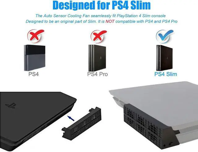 Alt view image 2 of 7 - Intelligent Cooling Fan for PS4 Slim, External Temperature Control Fan Cooler Cooling System for Playstation 4 Slim Gaming Console [NOT for PS4 / PS4 Pro]