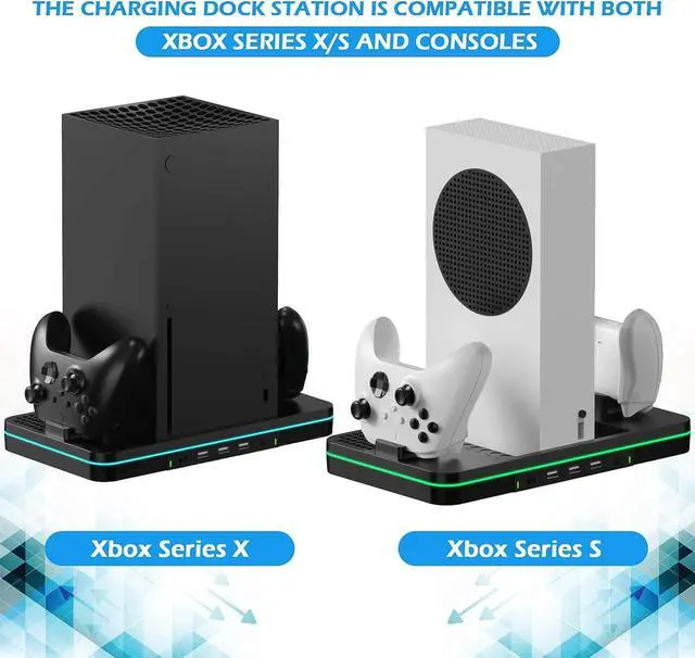 Alt view image 7 of 7 - Cooling Fan for Xbox Series X/S, Controller Charging Station with 2 X 1100 mAh Rechargeable Battery Packs, Cooling Stand Dual Controller Charging Dock with RGB LED Light, 3 USB Ports for Xbox Series X