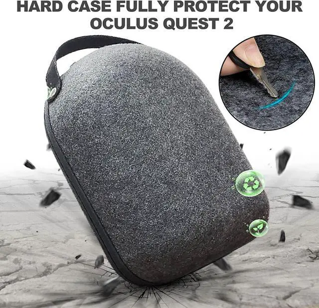 Alt view image 3 of 6 - Hard Carrying Case for Oculus Quest 2 VR Gaming Headset Waterproof Shockproof Hard Storage Box Black