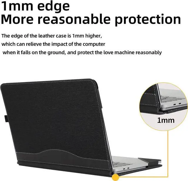 Alt view image 3 of 7 - Protective Case Cover for Microsoft Surface Laptop Studio 14.4 Inch with Pencil Holder, PU Leather Hard Folio Cover for Surface Laptop Studio 14" 2-in-1 Laptop