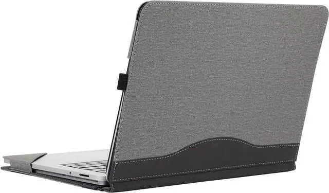 Alt view image 6 of 7 - Protective Case Cover for Microsoft Surface Laptop Studio 14.4 Inch with Pencil Holder, PU Leather Hard Folio Cover for Surface Laptop Studio 14" 2-in-1 Laptop Gray