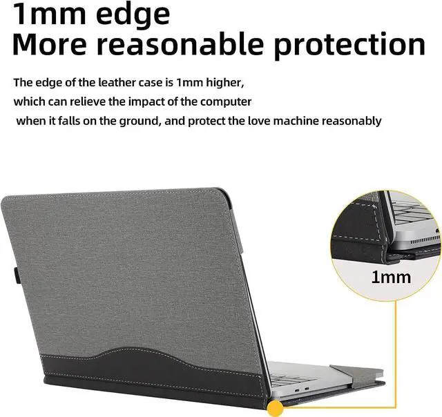 Alt view image 3 of 7 - Protective Case Cover for Microsoft Surface Laptop Studio 14.4 Inch with Pencil Holder, PU Leather Hard Folio Cover for Surface Laptop Studio 14" 2-in-1 Laptop Gray