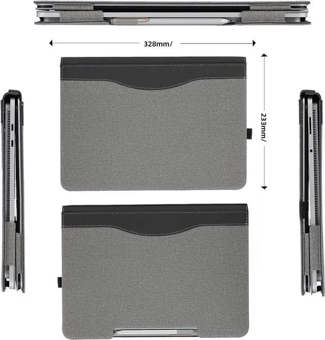 Alt view image 7 of 7 - Protective Case Cover for Microsoft Surface Laptop Studio 14.4 Inch with Pencil Holder, PU Leather Hard Folio Cover for Surface Laptop Studio 14" 2-in-1 Laptop Gray