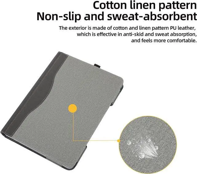 Alt view image 4 of 7 - Protective Case Cover for Microsoft Surface Laptop Studio 14.4 Inch with Pencil Holder, PU Leather Hard Folio Cover for Surface Laptop Studio 14" 2-in-1 Laptop Gray