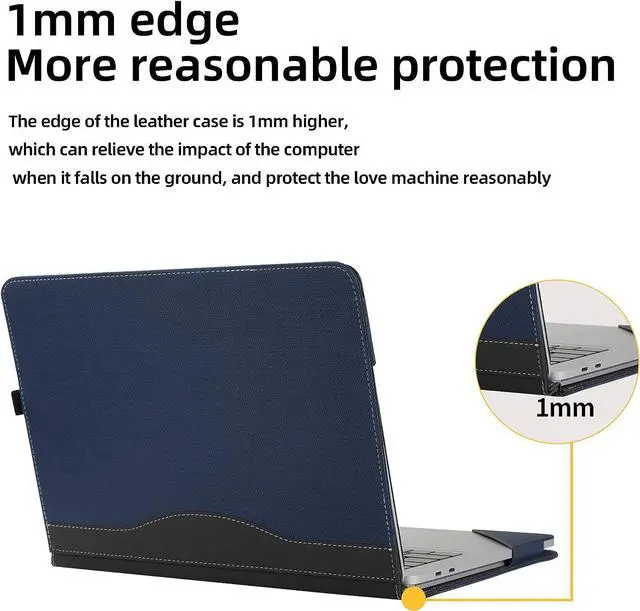 Alt view image 3 of 7 - Protective Case Cover for Microsoft Surface Laptop Studio 14.4 Inch with Pencil Holder, PU Leather Hard Folio Cover for Surface Laptop Studio 14" 2-in-1 Laptop Blue