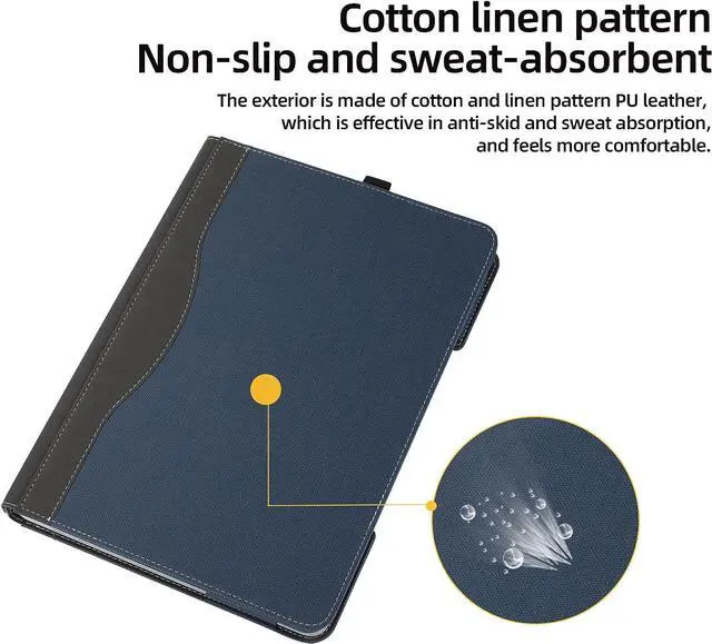 Alt view image 5 of 7 - Protective Case Cover for Microsoft Surface Laptop Studio 14.4 Inch with Pencil Holder, PU Leather Hard Folio Cover for Surface Laptop Studio 14" 2-in-1 Laptop Blue
