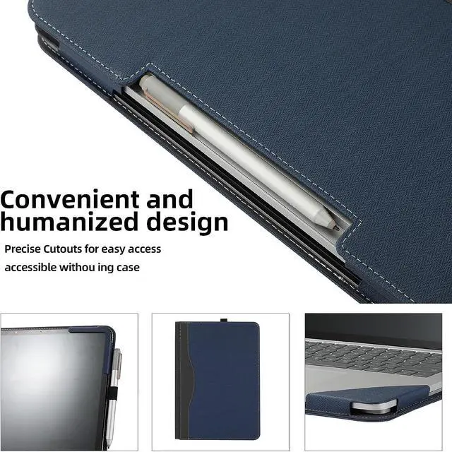 Alt view image 6 of 7 - Protective Case Cover for Microsoft Surface Laptop Studio 14.4 Inch with Pencil Holder, PU Leather Hard Folio Cover for Surface Laptop Studio 14" 2-in-1 Laptop Blue