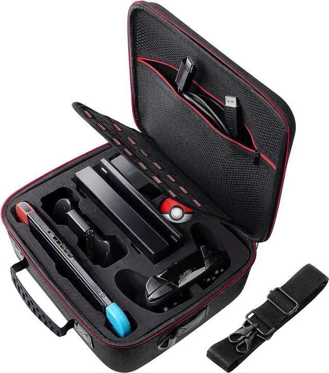 Main image of Carrying Storage Case for Nintendo Switch and Switch OLED Model, Portable Full Protection Travel Carrying Case with 21 Game Cards Storage for Switch Console Pro Controller Accessories