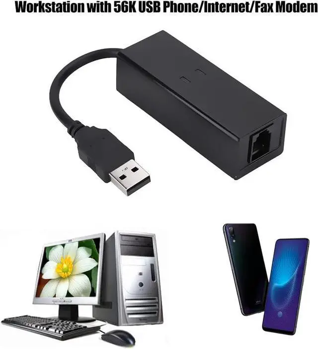 Alt view image 2 of 7 - USB 56K External Dial Up Voice Fax Data Modem Fit for Win7 Win8 Win10 XP Supports V.92 protocols and Features 56K Download speeds, 48K Data Upload and 14.4 Kbps fax Mode