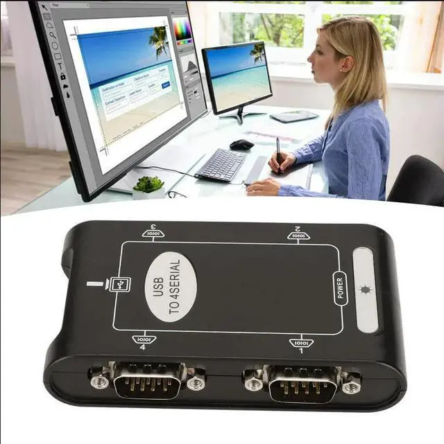 Alt view image 7 of 7 - USB to Serial Adapter, Com Reserved Function, 4 RS232 Ports, Compact Design Compact Design, USB to RS232 Adapter, Windows Compatible Suitable for Notebook Computers