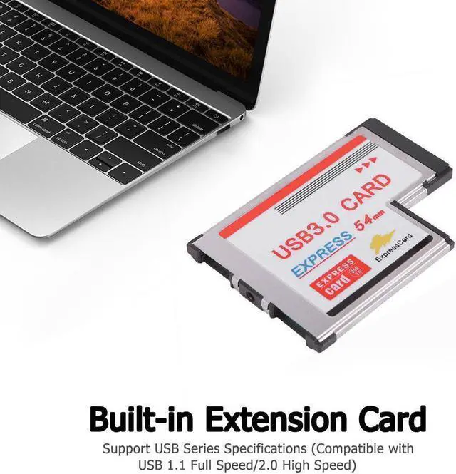 Alt view image 6 of 7 - 2 Dual Ports USB 3.0 HUB Express Card ExpressCard 54mm Hidden Adapter Converter USB3.0 for PCMCIA Laptop PC