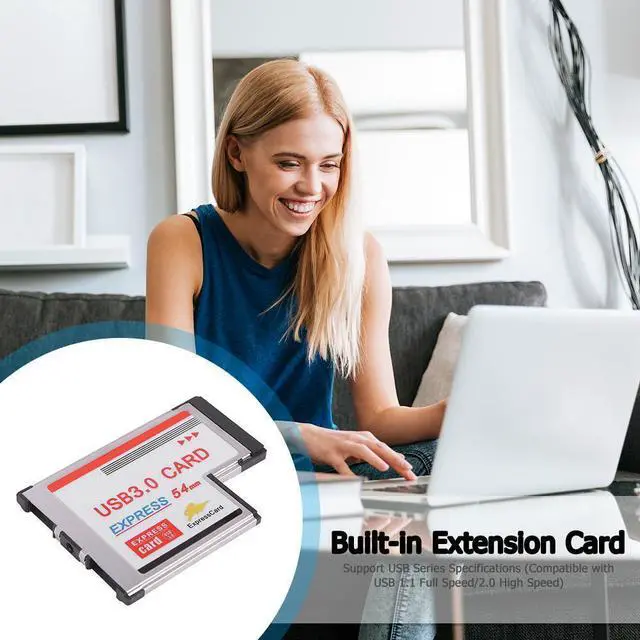 Alt view image 7 of 7 - 2 Dual Ports USB 3.0 HUB Express Card ExpressCard 54mm Hidden Adapter Converter USB3.0 for PCMCIA Laptop PC
