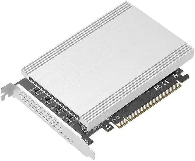 Alt view image 2 of 7 - Quad M.2 PCIe 4.0 / PCIe 3.0 X16 Expansion Card with Heatsink, Support 4 x PCIe NVME M.2 SSD, RAID-on-CPU (VROC) in Intel Platform and PCIe 4.0 RAID in AMD Platform, M/B PCIe Bifurcation is Required
