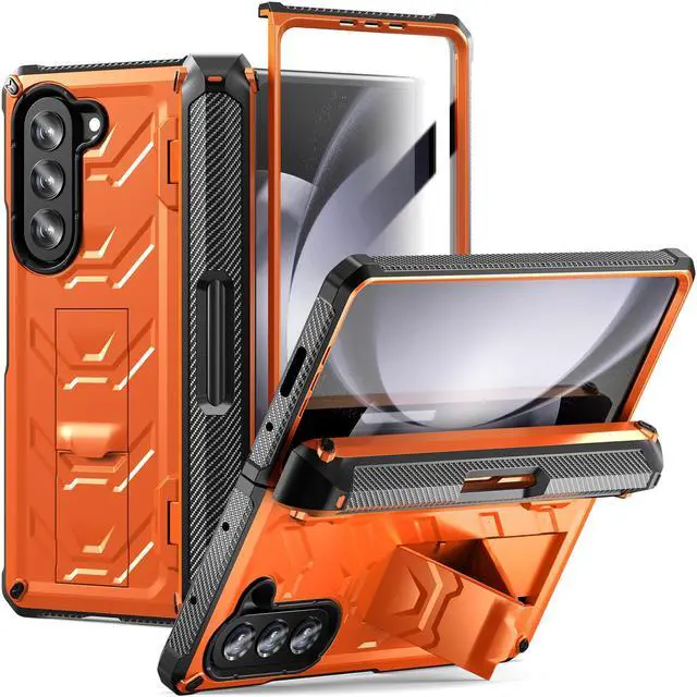 Main image of For Samsung Galaxy Z Fold 5 Case with S Pen Holder Built-in Kickstand & Screen Protector, 360° Full-Body & Hinge Protection Rugged Heavy Duty Phone Cover for Galaxy Z Fold 5 2023 Orange