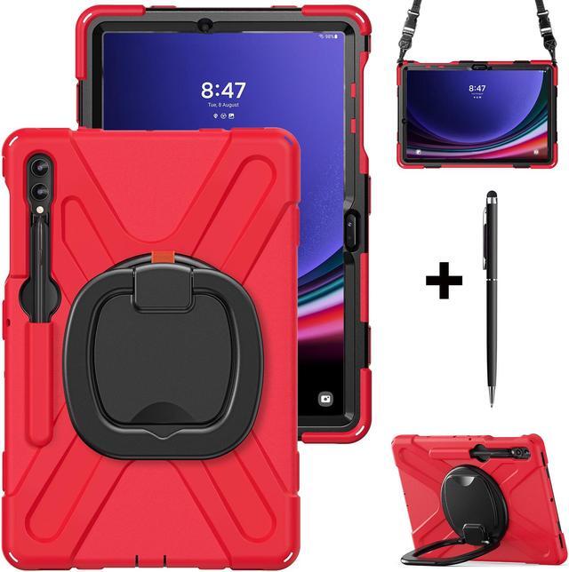 Main image of Case for Samsung Galaxy Tab S9 Plus 2023 / S8 Plus 2022 / S7 FE 2021 / S7 Plus 2020 12.4 inch Protective Shockproof Cover with 360 Degree Rotating Kickstand, Hand/Shoulder Strap Red