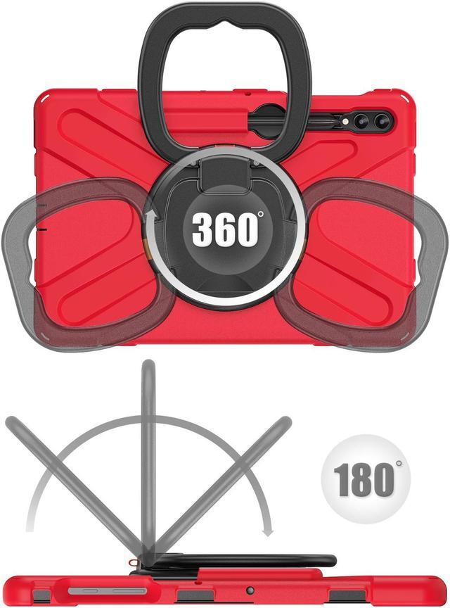 Alt view image 4 of 7 - Case for Samsung Galaxy Tab S9 Plus 2023 / S8 Plus 2022 / S7 FE 2021 / S7 Plus 2020 12.4 inch Protective Shockproof Cover with 360 Degree Rotating Kickstand, Hand/Shoulder Strap Red