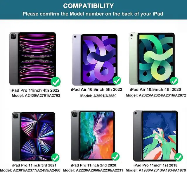 Alt view image 2 of 3 - Touchpad Keyboard Case for iPad Air 5th/4th Gen 10.9 inch 2022/2020, iPad Pro 11 inch 4th 3rd 2nd 1st Gen 2022/2021/2020/2018, Smart Cover with Detachable Wireless Magnetic Keyboard, Pencil Holder