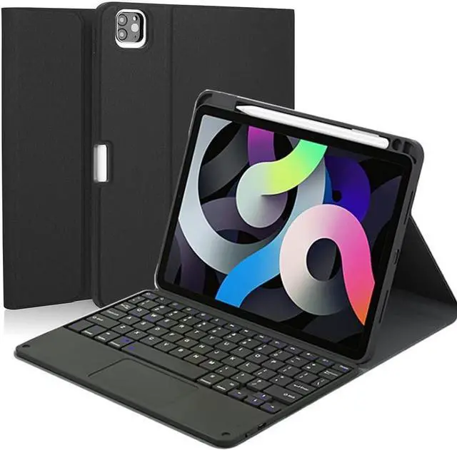 Main image of Touchpad Keyboard Case for iPad 2017 2018 5th 6th Generation, 9.7 Inch iPad Air 2 / Air 1, Smart Stand Cover with Detachable Wireless Magnetic Keyboard, Pencil Holder