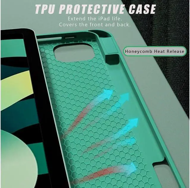 Alt view image 4 of 7 - Touchpad Keyboard Case for iPad 2017 2018 5th 6th Generation, 9.7 Inch iPad Air 2 / Air 1, Smart Stand Cover with Detachable Wireless Magnetic Keyboard, Pencil Holder Dark Green