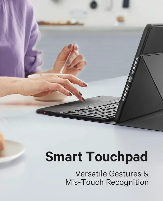 Alt view image 4 of 6 - Touchpad Keyboard Case for iPad 10.2 inch 9th 8th 7th 2021/2020/2019, iPad Pro 10.5 inch/iPad Air 3 10.5, Smart Stand Cover with Detachable Wireless Magnetic Keyboard, Pencil Holder