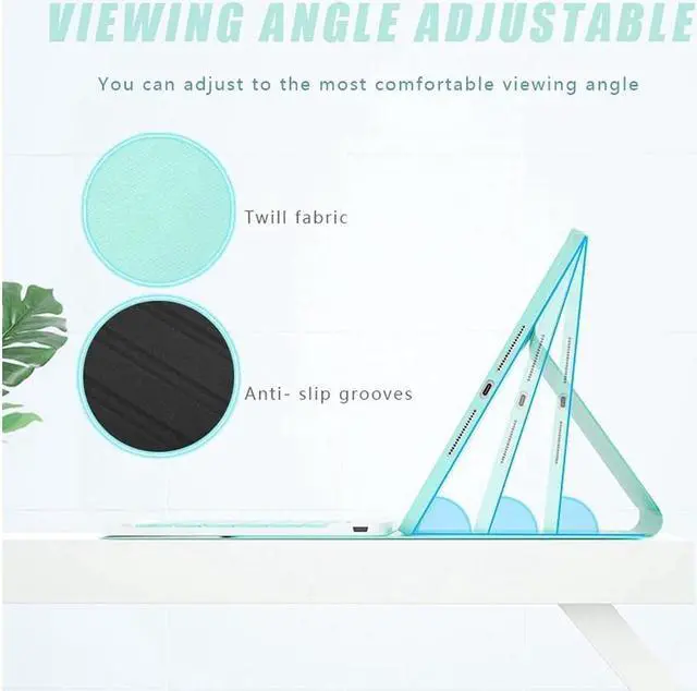 Alt view image 6 of 7 - Touchpad Keyboard Case for iPad 10.2 inch 9th 8th 7th 2021/2020/2019, iPad Pro 10.5 inch/iPad Air 3 10.5, Smart Stand Cover with Detachable Wireless Magnetic Keyboard, Pencil Holder Dark Green