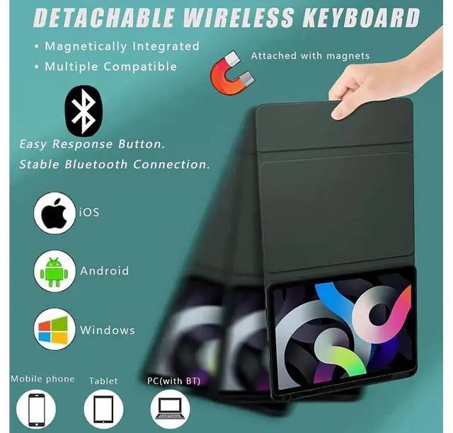Alt view image 6 of 7 - Touchpad Keyboard Case for iPad 10th Generation 10.9 inch 2022 A2696 A2757 A2777 Smart Stand Cover with Detachable Wireless Magnetic Keyboard, Pencil Holder