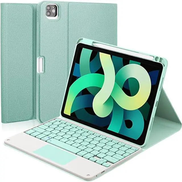 Main image of Touchpad Keyboard Case for iPad 10th Generation 10.9 inch 2022 A2696 A2757 A2777 Smart Stand Cover with Detachable Wireless Magnetic Keyboard, Pencil Holder Mint Green