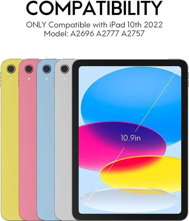 Alt view image 2 of 2 - Touchpad Keyboard Case for iPad 10th Generation 10.9 inch 2022 A2696 A2757 A2777 Smart Stand Cover with Detachable Wireless Magnetic Keyboard, Pencil Holder Mint Green