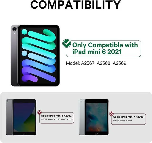 Alt view image 2 of 7 - Touchpad Keyboard Case for iPad Mini 6 Smart Stand Cover with Detachable Wireless Magnetic Keyboard, Pencil Holder For iPad Mini 6th Generation 8.3 inch 2021