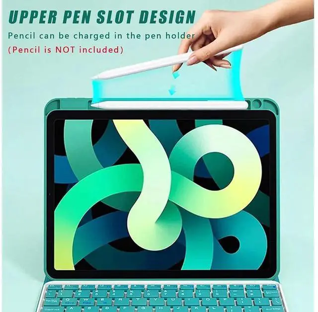 Alt view image 6 of 7 - Touchpad Keyboard Case for iPad Mini 6 Smart Stand Cover with Detachable Wireless Magnetic Keyboard, Pencil Holder For iPad Mini 6th Generation 8.3 inch 2021 Dark Green