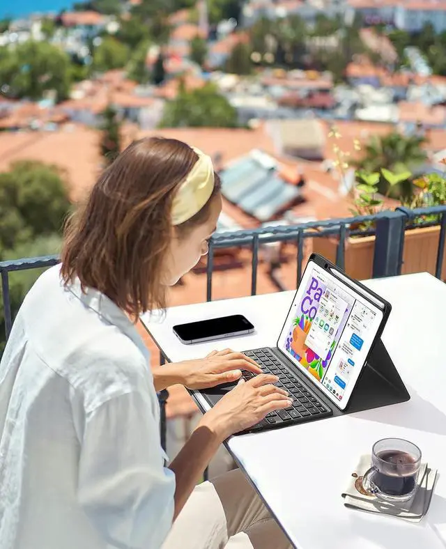 Alt view image 7 of 7 - Touchpad Keyboard Case for iPad 12.9 inch 2022 2021 2020 2018 6th 5th 4th 3rd Generation Smart Stand Cover with Detachable Wireless Magnetic Keyboard, Pencil Holder