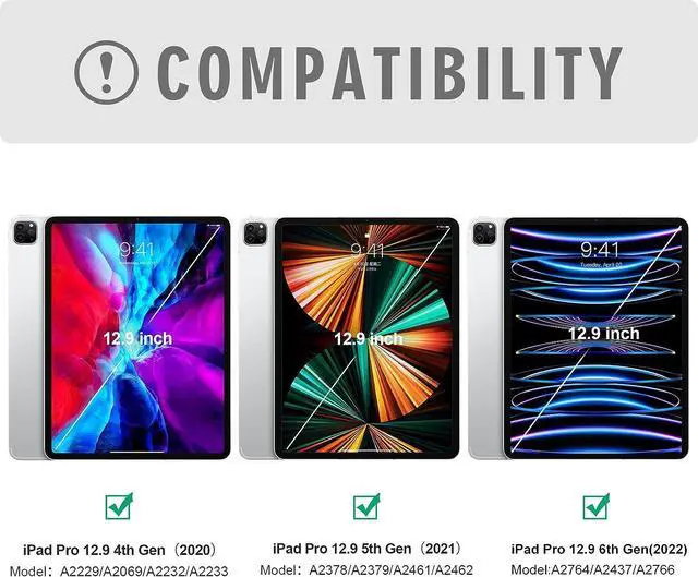 Alt view image 2 of 7 - Touchpad Keyboard Case for iPad 12.9 inch 2022 2021 2020 2018 6th 5th 4th 3rd Generation Smart Stand Cover with Detachable Wireless Magnetic Keyboard, Pencil Holder