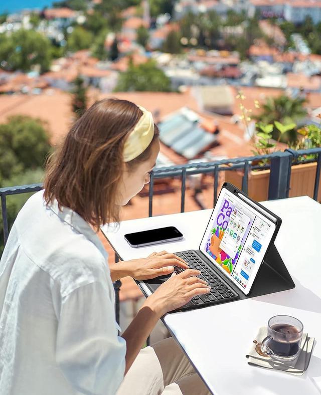 Alt view image 7 of 7 - Touchpad Keyboard Case for iPad pro 12.9 2017 2015 2nd 1st Generation, Smart Stand Cover with Detachable Wireless Magnetic Keyboard, Pencil Holder