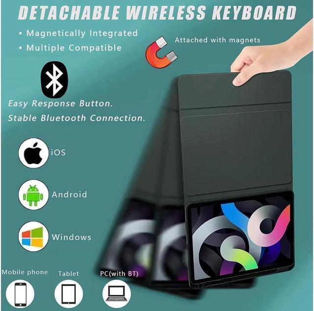 Alt view image 5 of 7 - Touchpad Keyboard Case for iPad pro 12.9 2017 2015 2nd 1st Generation, Smart Stand Cover with Detachable Wireless Magnetic Keyboard, Pencil Holder