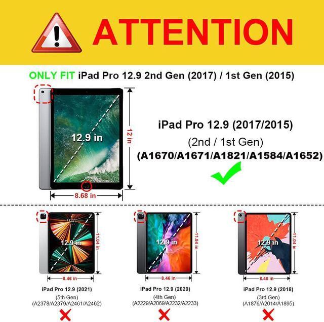 Alt view image 2 of 7 - Touchpad Keyboard Case for iPad pro 12.9 2017 2015 2nd 1st Generation, Smart Stand Cover with Detachable Wireless Magnetic Keyboard, Pencil Holder
