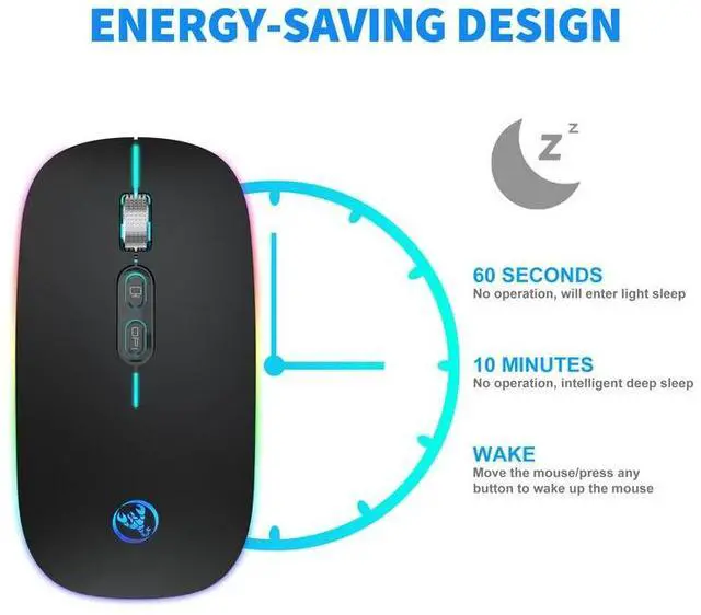 Alt view image 7 of 7 - 2.4G Wireless Mute Office Mouse 3 Adjustable DPI Built-in 500mAh Rechargeable Lithium Battery Ergonomic Mice for PC Laptop