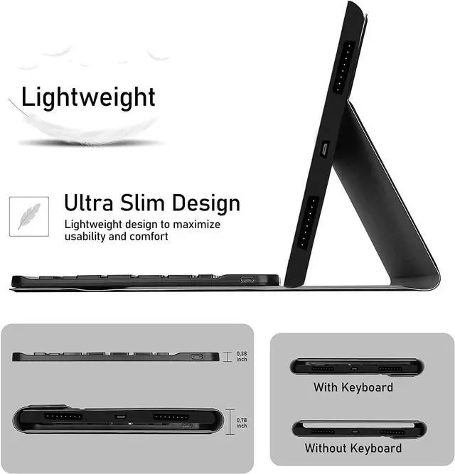 Alt view image 5 of 7 - Keyboard Case for Samsung Galaxy Tab S9 Ultra 14.6 Inch 2023 SM-X910 SM-X916B SM-X918U Smart Folio Cover with Pencil Holder, Magnetic Detachable Wireless Bluetooth Keyboard