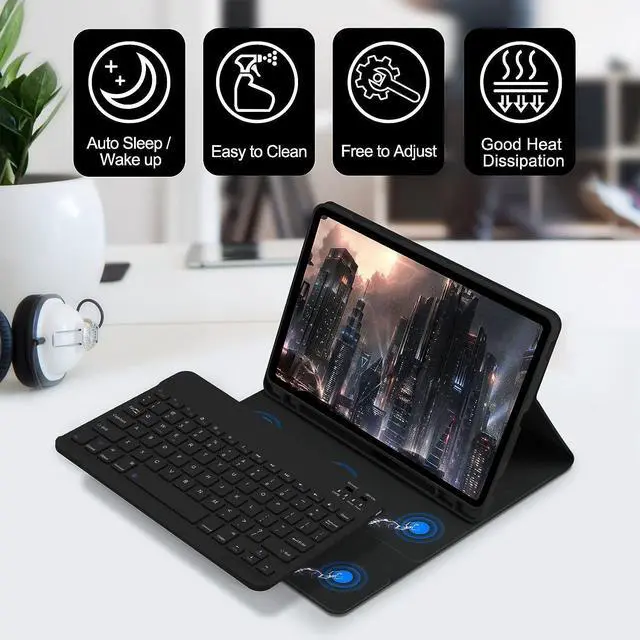 Alt view image 4 of 7 - Keyboard Case with Wireless Mouse Combo for Samsung Galaxy Tab S9 Plus 12.4 inch 2023 SM-X810 SM-X816B SM-X818U Smart Folio Cover with Magnetic Detachable Wireless Keyboard