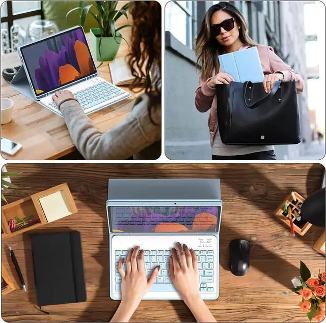 Alt view image 7 of 7 - Keyboard Case with Wireless Mouse Combo for Samsung Galaxy Tab S9 Plus 12.4 inch 2023 SM-X810 SM-X816B SM-X818U Smart Folio Cover with Magnetic Detachable Wireless Keyboard Blue