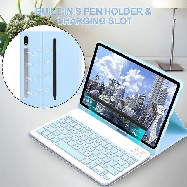 Alt view image 4 of 7 - Keyboard Case with Wireless Mouse Combo for Samsung Galaxy Tab S9 Plus 12.4 inch 2023 SM-X810 SM-X816B SM-X818U Smart Folio Cover with Magnetic Detachable Wireless Keyboard Blue