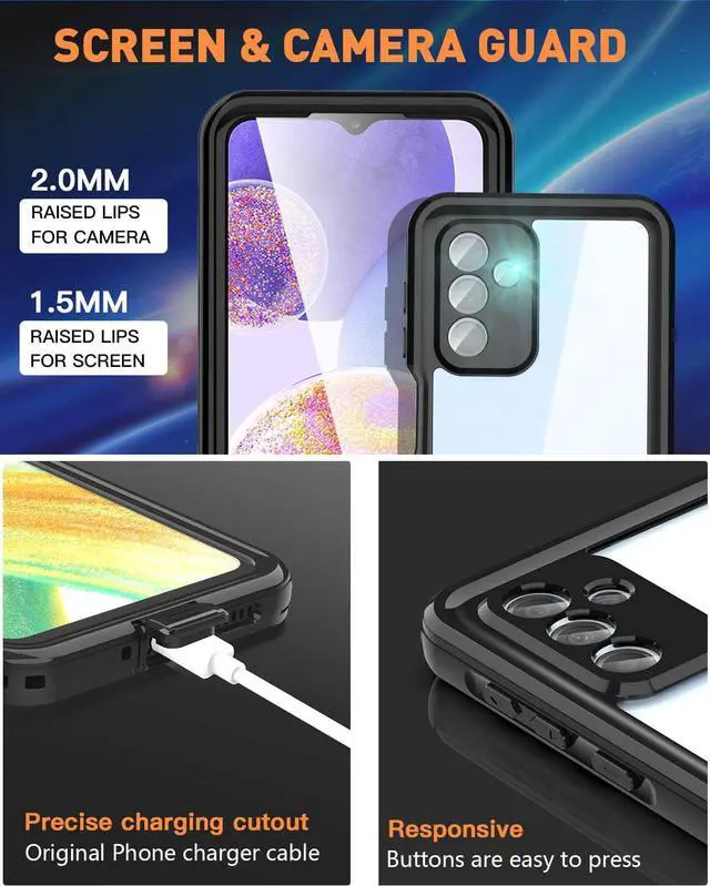 Alt view image 3 of 7 - For Samsung Galaxy A24 4G / Galaxy A25 5G Waterproof Case, with Built-in Screen Protector, Full Protection Shockproof Dustproof Underwater Phone Cover