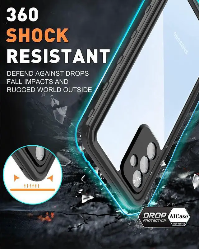Alt view image 4 of 7 - For Samsung Galaxy A24 4G / Galaxy A25 5G Waterproof Case, with Built-in Screen Protector, Full Protection Shockproof Dustproof Underwater Phone Cover