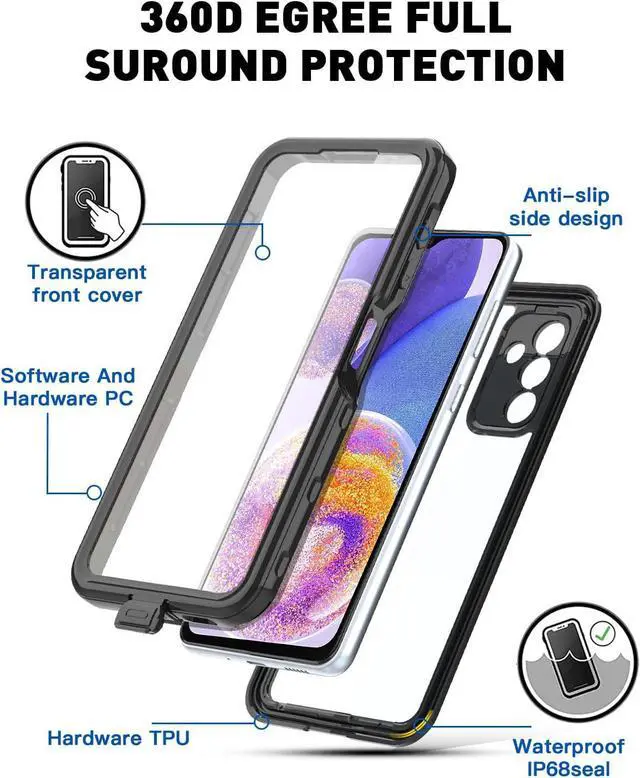 Alt view image 6 of 7 - For Samsung Galaxy A24 4G / Galaxy A25 5G Waterproof Case, with Built-in Screen Protector, Full Protection Shockproof Dustproof Underwater Phone Cover