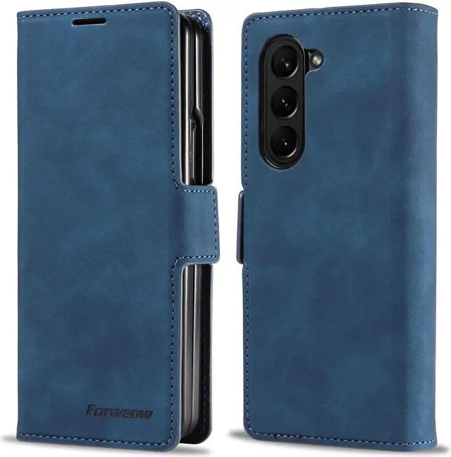 Main image of For Samsung Galaxy Galaxy Z Fold 5 Case, Premium PU Leather Cover TPU Bumper with Card Holder Kickstand Hidden Magnetic Shockproof Flip Wallet Case for Galaxy Z Fold 5 5G 2023 Released Blue